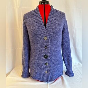 J JILL WOMENS PURPLE MARBLED CARDIGAN SIZE Medium